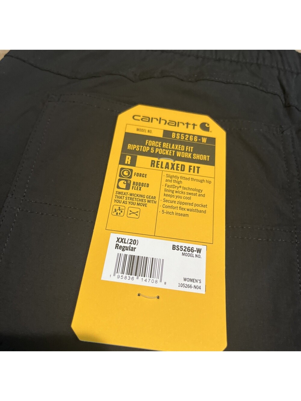 Carhartt Force Womens Work Short XXL 20 Black Relaxed Fit Ripstop $55 MSRP - Picture 8 of 13